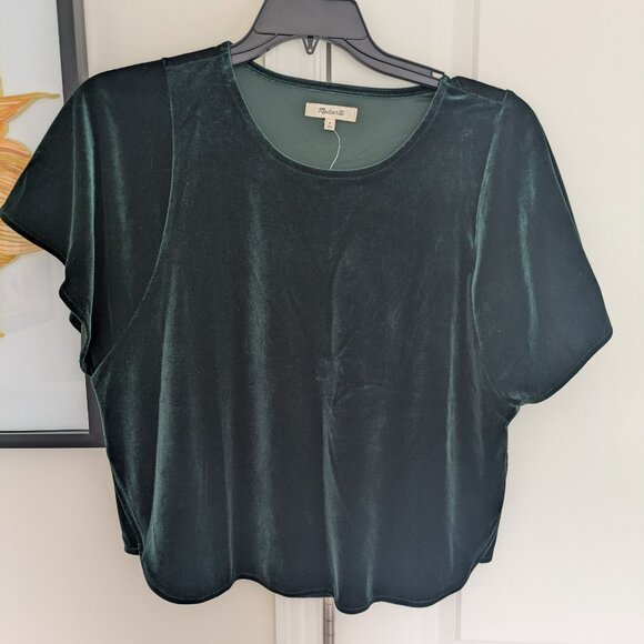 Madewell Tops - NWT Madewell emerald green velvet top